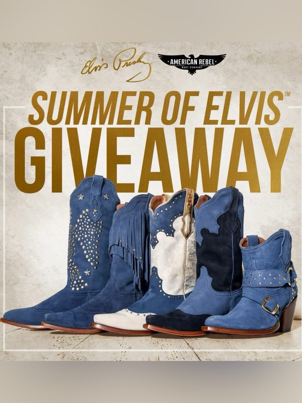 American Rebel Boot Company Elvis Presley Blue Suede Cowboy Boots